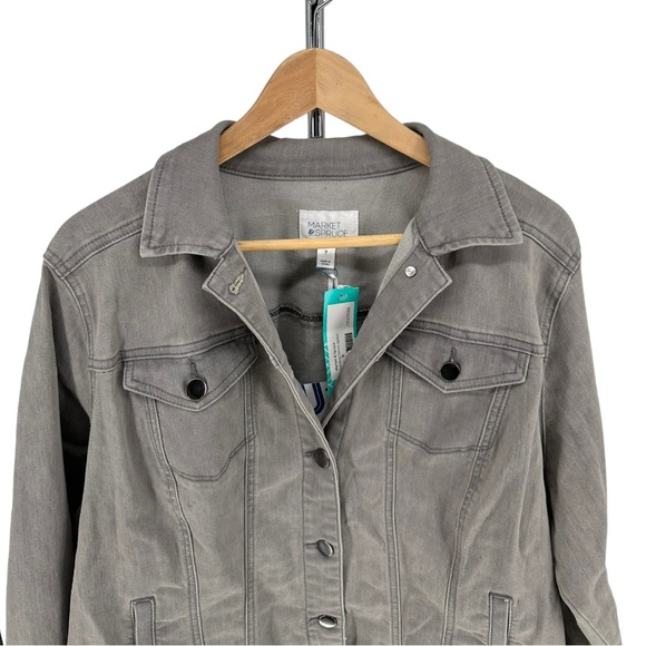 Market & Spruce Sterling Grey Denim Jacket size 1X NWT Stitch Fix Gray Jean - Picture 5 of 13